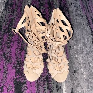 Worn Nude sandal heels